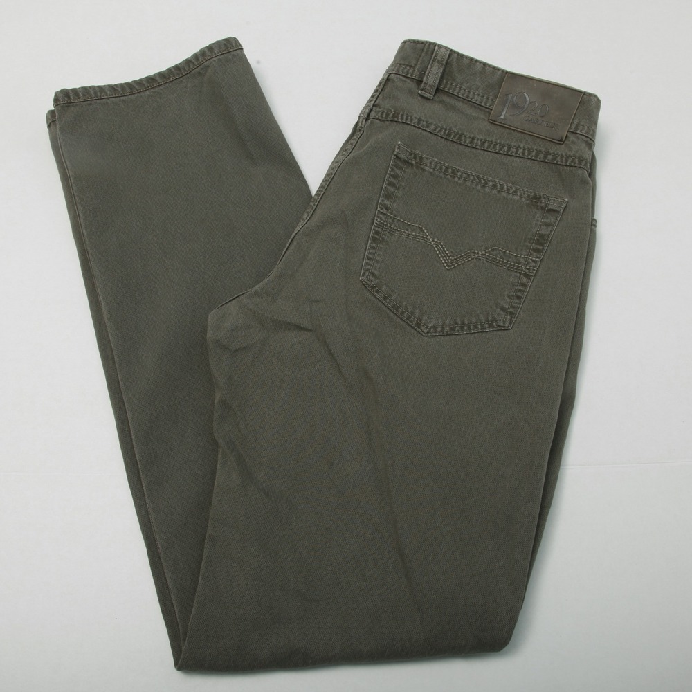 GARDEUR Men's Nigel 1 Olive Green Cotton Blend Straight Leg Pants Size 35/34
